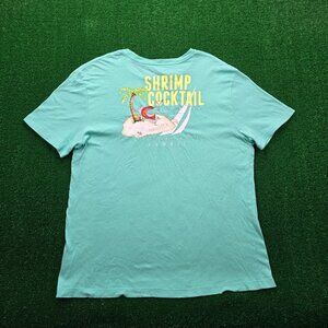 Nautica Tshirt Mens Large Green Teal Short Sleeve Shrimp Cocktail Beach Bar